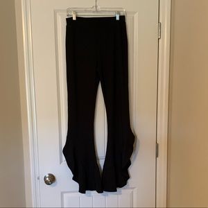 Black Ruffle Capri Pants